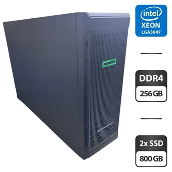 Сервер HP ProLiant ML350 Gen 10 Tower / 2x Intel Xeon Gold 6152 (22 (44) ядра по 2.1 - 3.7 GHz) / 256 GB DDR4 / 2x 800 GB SSD (SAS) / Raid P408 / 2x 800W б/у