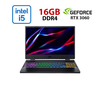 Ігровий ноутбук Acer Nitro 5 AN515-58-51R3 / 15,6" (1920x1080) IPS / Intel Core i5-12500H (12 (16) ядер 3.3 - 4.5 GHz) / 16 GB DDR4 / 480 GB SSD / nVidia GeForce RTX 3060, 6 GB GDDR6, 192-bit / NoWebCam б/в