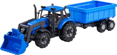 Traktor Cavallino z ładowaczem i przyczepą wywrotką 1:32 niebieski 1450914 (8719214072926)