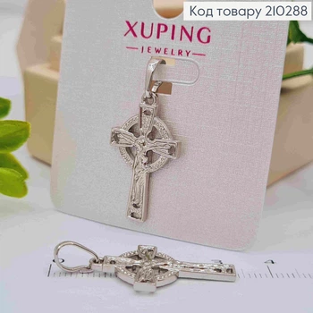 Крестик родованой с распылением, с рельефом и нимбом, 2,6*1,5см, Xuping