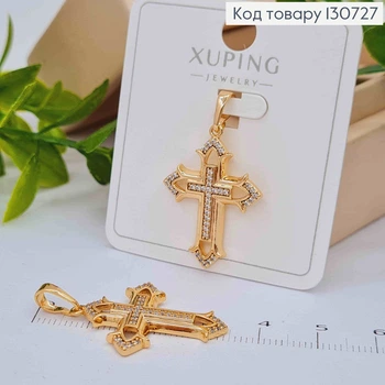 Крестик украшен Блестящими камешками, размер 2,8*2см, Xuping 18K