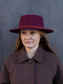Шляпа шерстяная женская канотье D.Hats цвет бордовый