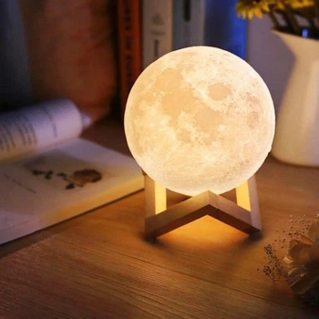 Ночник Светильник Луна настольный 3D Moon Light Lamp на пульте и сенсорное управление 15 см