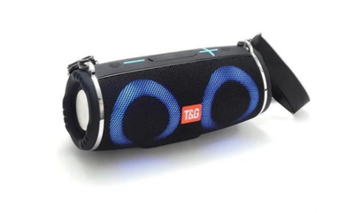 Портативна бездротова Bluetooth-колонка T&G TG642 з потужним звучанням LED-підсвіткою та ремінцем для перенесення Чорний