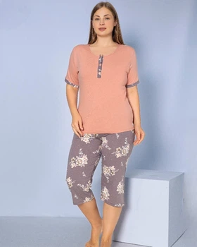 Піжама жіноча Rubina Secret 7XL бавовняна персиковий футболка з капрі