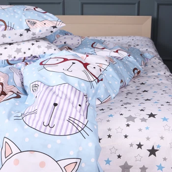Простынь MirSon Бязь 17-0785 Funny cats 150 х 220 см (2200011294742)