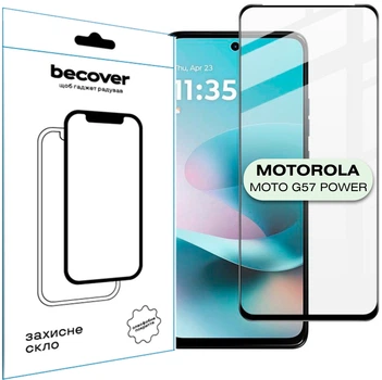 Защитное стекло BeCover для смартфона Motorola Moto G57 Power Black (BC_714855)
