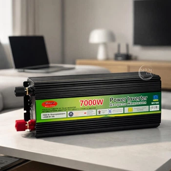 Інвертор 12В-220В Wimpex 7000 Вт, перетворювач напруги 12 В у 220 В з цифровим індикатором напруги і USB виходом для ноутбуків, роутерів, освітлення, аудіо- та відеотехніки Чорний, WX-7000W