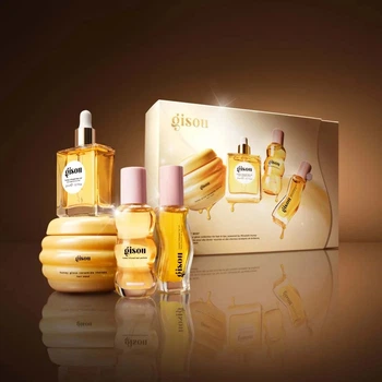 Подарунковий набір Gisou Glow All The Way (маска для волосся 75 мл + олія для волосся 20 мл + парфум для волосся 15 мл + олія для губ 8 мл)