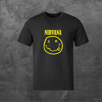 Футболка унисекс с принтом Нірвана Nirvana базовая черная M