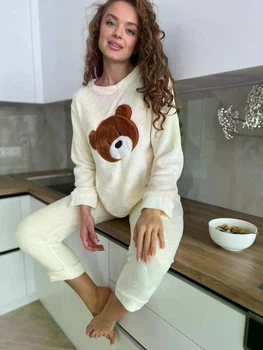 Женская тёплая махровая пижама Ghazel L белый (DO2502/1)