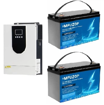Комплект инвертор WX1252 Inverter преобразователь MPPT 1500 Вт 24-220V 40 А и 2 аккумулятора MFUZOP LiFePO4 12,8 V 100 Ah