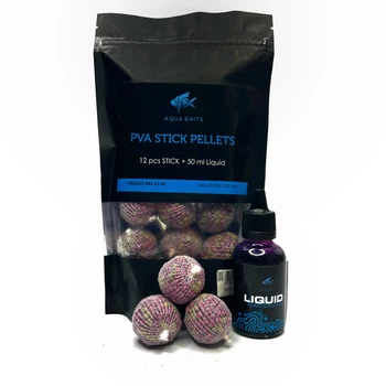 Готові ПВА стіки Aqua baits PVA Stick Pellets 12шт "Слива" 4 мм + 50 мл ліквіду