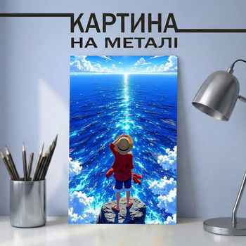Аніме картина на металі 21х30 (А4) Ван Піс (One Piece) — з персонажем Манкі Д. Луффі (Monkey D. Luffy), унікальний подарунок