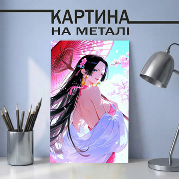 Аниме картина на металле 21х30 (А4) Ван Пис (One Piece) — с персонажем Боа Хенкок (Boa Hankok), уникальный подарок