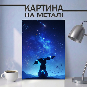 Аниме картина на металле 21х30 (А4) Покемон (Pokemon) — с покемоном Амбреон, уникальный подарок