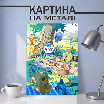 Аниме картина на металле 21х30 (А4) Покемон (Pokemon) — с покемонами, уникальный подарок
