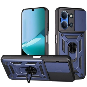 Чехол накладка Ricco Camera Sliding для Xiaomi Poco C85 4G / Redmi 15C 4G с металлическим кольцом и защитой камеры blue