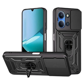 Чехол накладка Ricco Camera Sliding для Xiaomi Poco C85 4G / Redmi 15C 4G с металлическим кольцом и защитой камеры black