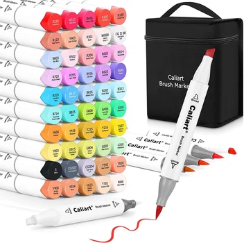 Маркеры Caliart Спиртовые Кисть и Долото для скетчинга 51 Colors Alcohol Brush Markers Brush Chisel