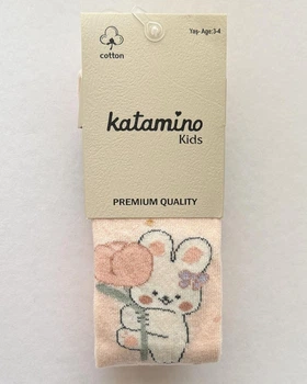 Детские хлопковые колготки Katamino Funus с зайчиком Светло-розовые 98-104 / 3-4 года