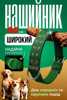 Нашийник для собак брезентовий подвійний для середніх та великих порід BRS