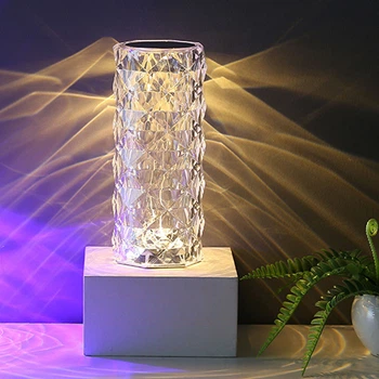 Настольная LED лампа RGB с пультом ДУ 8х18 см прозрачная кристальная лампа-ночник аккумуляторная для создания атмосферы в интерьере