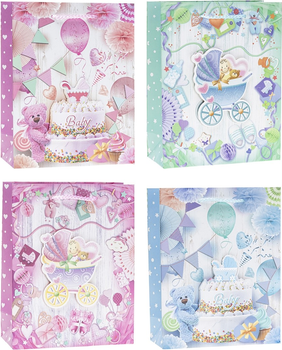 Zestaw torebek prezentowych Rozette Lux ze wzorem dziecięcym 34 x 26 x 4.7 cm 12 szt (5907354123209)