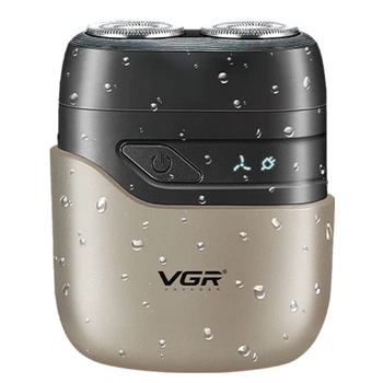 Роторная электробритва VGR V-345 для сухого и влажного бритья с USB-зарядкой 45 мин автономности IPX7 водонепроницаемая Серая компактная для поездок