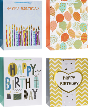 Zestaw torebek prezentowych Rozette Lux ze wzorem świątecznym 32 x 26 x 3.8 cm 12 szt (5907354136063)