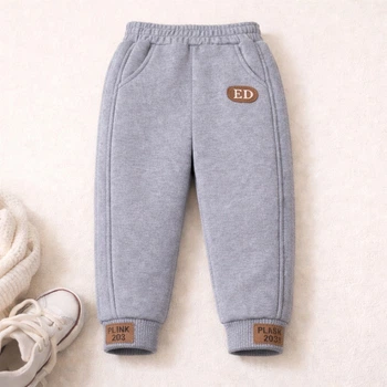 Детские утепленные штаны-джоггеры на меху Unisex, размер 120, цвет Серый