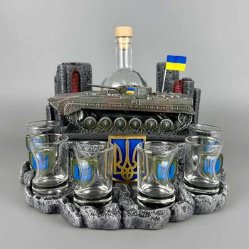 Сувенир патриотический штоф подставка "Украинский БМП-1" №1(П1) гипс, украинский крафт, премиум