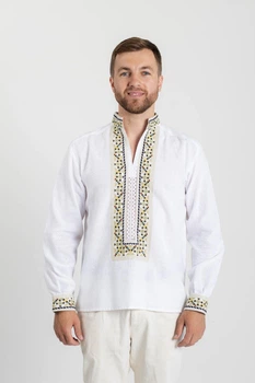 Вишиванка з ручною вишивкою та мережкою 3XL Біла
