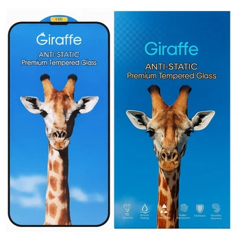 Защитное стекло Giraffe для iPhone 13 / 13 Pro / 14 / 16e, ESD Anti-Static, 9H, Full Glue, с черной рамкой