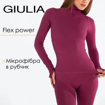 Женская водолазка в рубчик Giulia FLEX LONGSLEEVE POWER S/M Domsor, эластичная водолазка из микрофибры