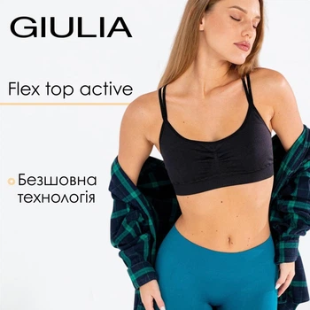 Жіночий безшовний топ з перехресними бретелями Giulia FLEX TOP ACTIVE S/M Black, спортивний топ, еластичний для тренувань