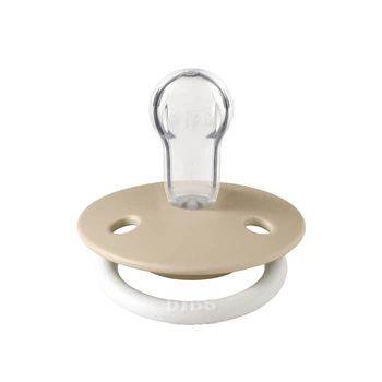 Соска пустышка BIBS De Lux Silicone (круглая) 0-36 мес - Vanilla ночная