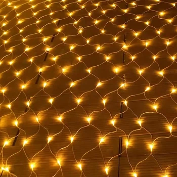 Гірлянда світлодіодна новорічна тепла біла Сітка 120 LED 1.7x1.5м святкова прикраса (IN-636139)
