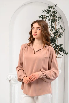 Блузка женская Актуаль 052 однотонный софт капучино 48
