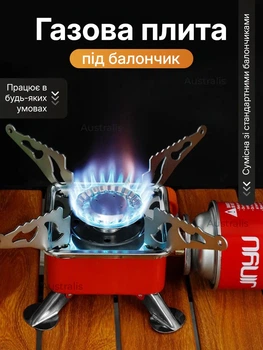 Газовая плита под баллончик, таганок газовый портативный маленькая газовая горелка под цанговый баллон, плитка с пьезоподжигом