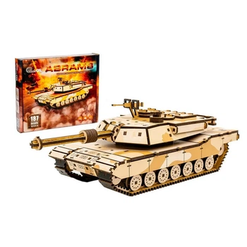 Дерев'яний 3D конструктор "Абрамс" PuzzleOK Puz-00939, 187 деталей