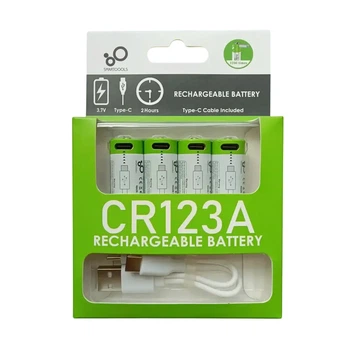 Аккумуляторы CR123A (16340) с разъемом TYPE-C (4 шт., 700 mAh, 3.7V)