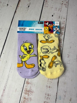 Шкарпетки (набір 2 пари) дитячі махрові для дівчинки Looney Tunes 23-26р Бузковий Жовтий (40/100)