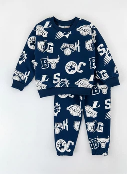 Дитячий теплий спортивний костюм (світшот + штани) для хлопчика Zara 87146 116-122 см Темно-синій
