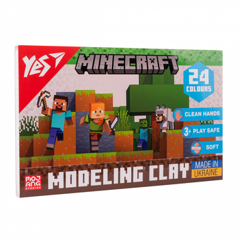 Пластилін YES Minecraft 24 кольори 480 г 540682 — м'який розвиваючий набір для дітей
