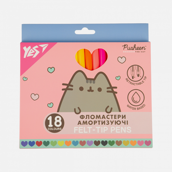 Фломастери Yes 18 кольорів Pusheen, амортизуючі