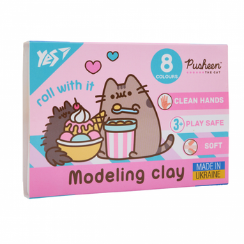 Пластилін YES Pusheen 8 кольорів 160 г 540657 — м'який розвиваючий набір пластиліну для дітей школи садочку