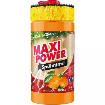 Засіб для миття посуду Maxi Power Мандарин з губкою, 1 л