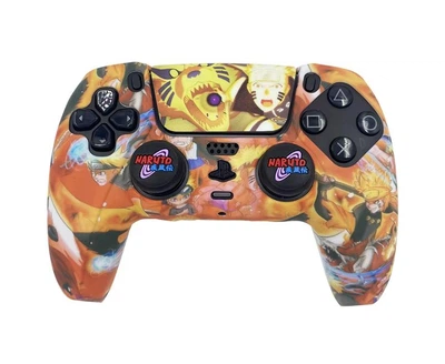 Защитный силиконовый чехол Naruto и наклейка на тачпад для геймпада Sony DualSense (PS5) + накладки на стики