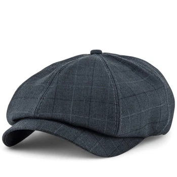 Кепка восьмиклинка хулиганка NewsBoy cap шерстяная в клетку VladAltex 56 Темно-серый 6330-26